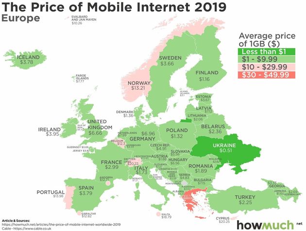 Τα ακριβότερα δεδομένα κινητής τηλεφωνίας στην Ευρώπη έχει η