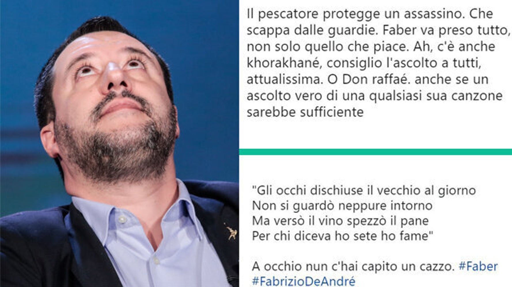 pix Fabrizio De Andrè Frasi salvini ricorda de andre citando il