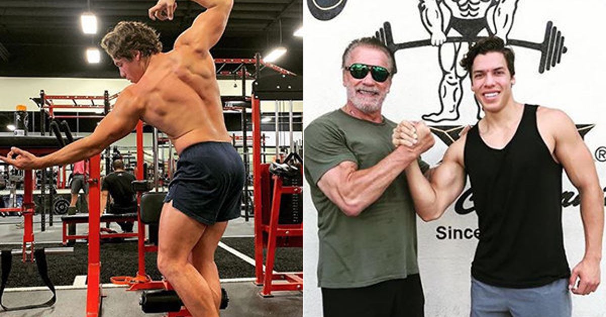 il figlio di schwarzenegger imita alla perfezione una celebre posa del padre l huffpost