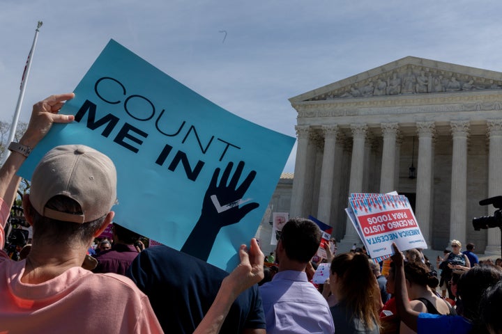 As the Supreme Court justices heard oral arguments over the 2020 census citizenship question, protesters gathered outside demanding to not include the controversial citizenship question in the next census. 