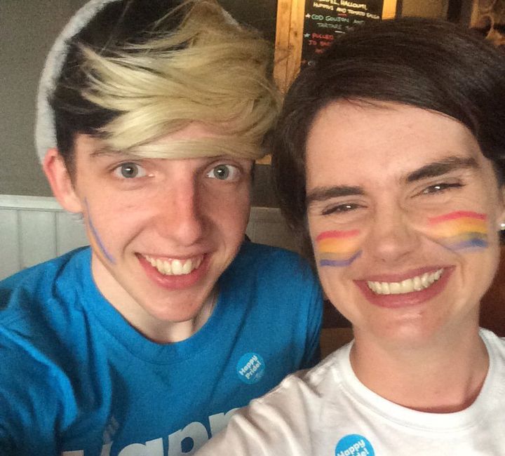 Cameron with Conservative MP Chloe Smith at Norwich Pride in 2017