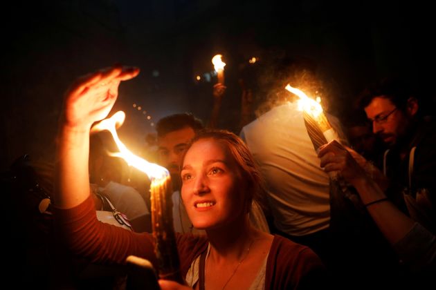 Aπό την Τελετή Αφής του Αγίου Φωτός στα Ιεροσόλυμα, το Πάσχα του 2018.