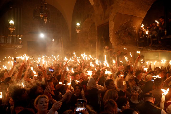 Aπό την Τελετή Αφής του Αγίου Φωτός στα Ιεροσόλυμα, το Πάσχα του 2018.