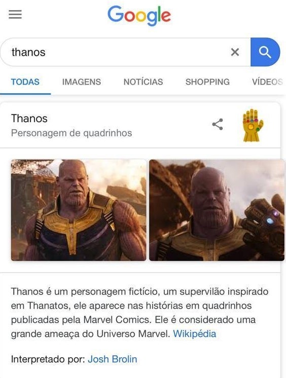 Thanos no Google: Buscas pelo vilão de Vingadores viram
