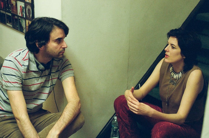 Alex Ross Perry and Agyness Deyn on the set of "Her Smell."