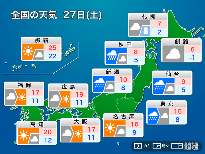 4月27日(土)の全国天気