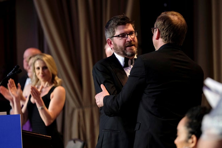 Sirius XM's Oliver Knox, the president of the White House Correspondents' Association, served as host of the group's annual g