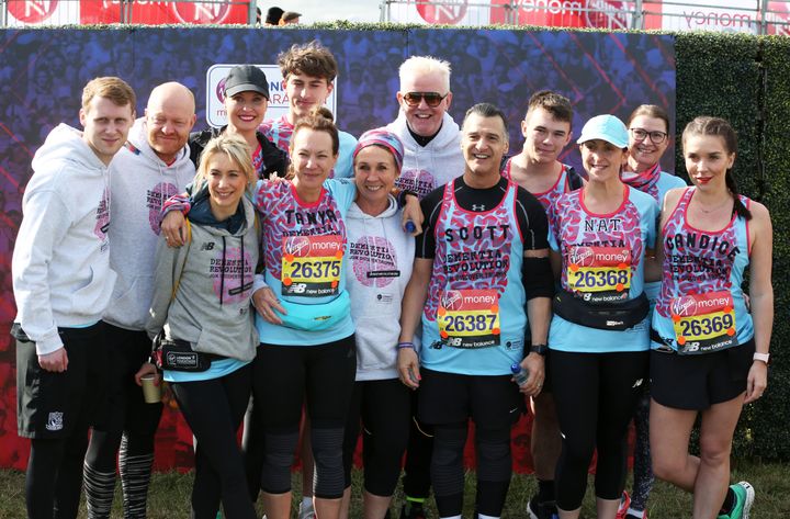 The team of celebrities who completed the marathon on Sunday afternoon