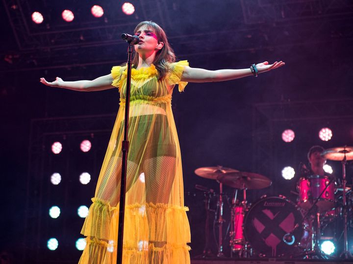 Lauren Mayberry performing with Chvrches