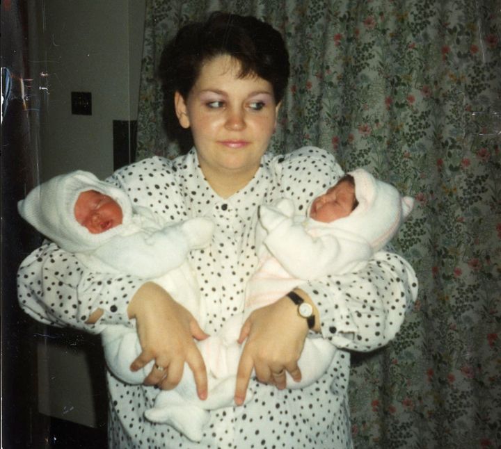 Michelle Tolley with her twins. She was infected with hepatitis C after being given blood transfusions following childbirth