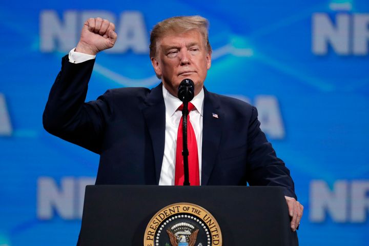 President Donald Trump spoke at the National Rifle Association Institute for Legislative Action Leadership Forum in Indianapolis on Friday.