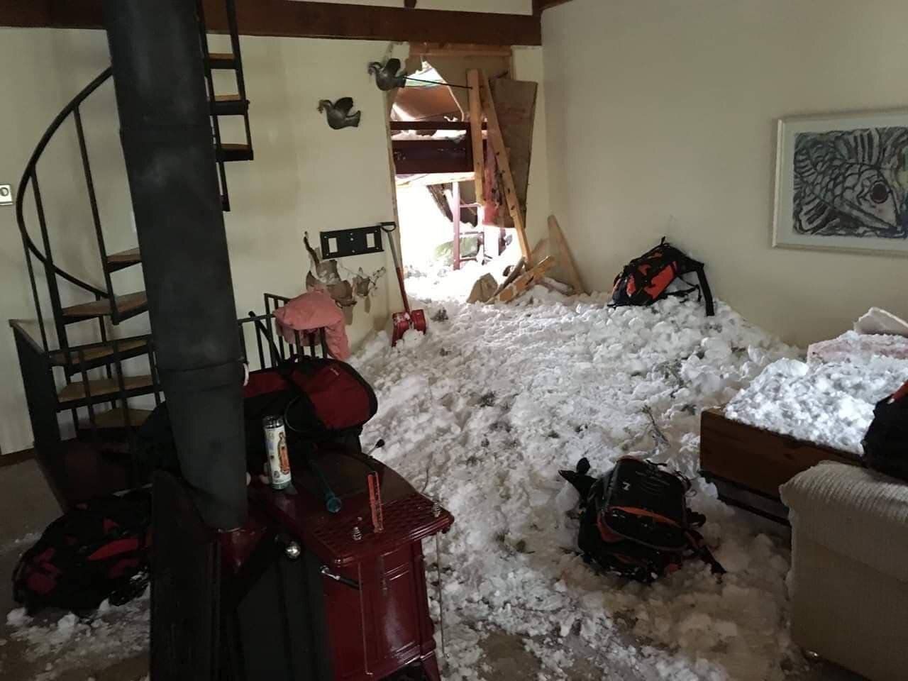 The living room of Hunt's house after the avalanche.