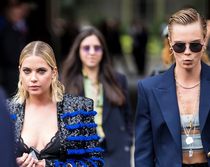 Ashley Benson and Cara Delevigne spotted out together in 2018 after a Paris fashion show. 