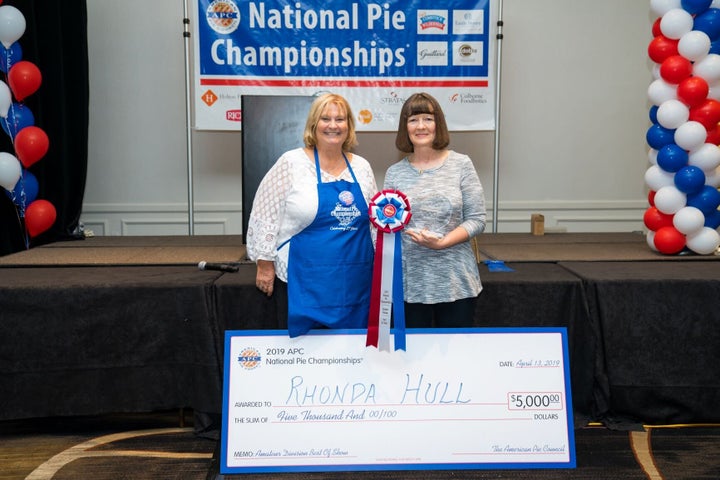 Rhonda Hull (left) took the top prize in Amateur Best in Show and six other categories at the 2019 National Pie Championships.