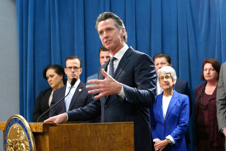 California Gov. Gavin Newsom discusses the shooting at the Poway Chabad Synagogue north of San Diego. Newsom said he would increase spending to pay for increased security at nonprofit organizations at higher risk because of their ideology, beliefs or mission.