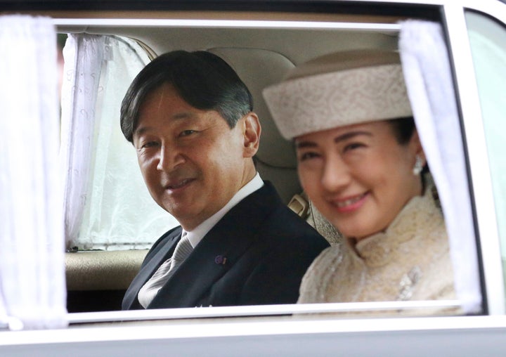 Crown Prince Naruhito and Crown Princess Masako arrive at the Imperial Palace to attend the ceremony of Emperor Akihito's abdication in Tokyo.