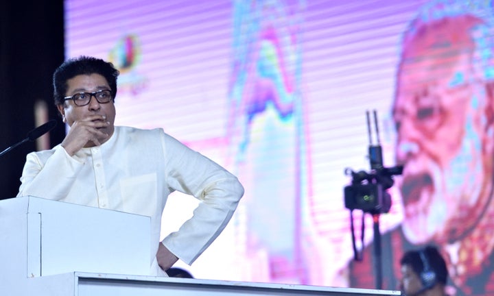 Raj Thackeray during his rally in Mumbai on April 23