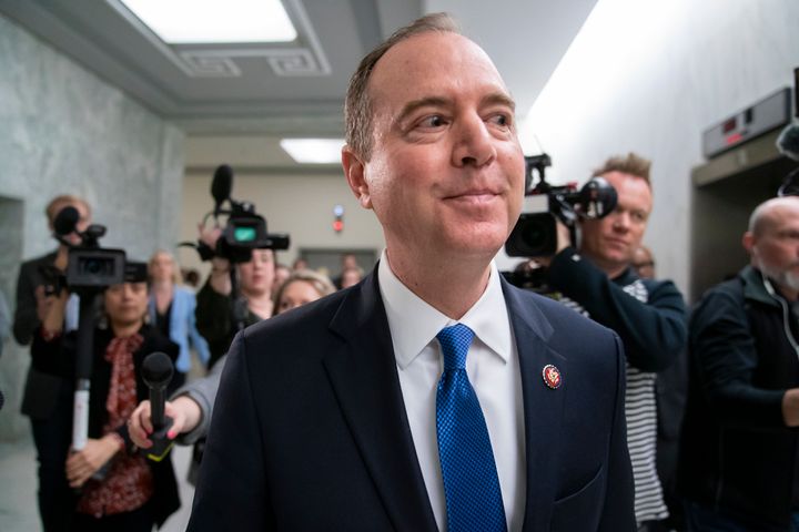 House Intelligence Committee Chairman Adam Schiff rushing to a vote during a committee hearing on Russia on March 28.