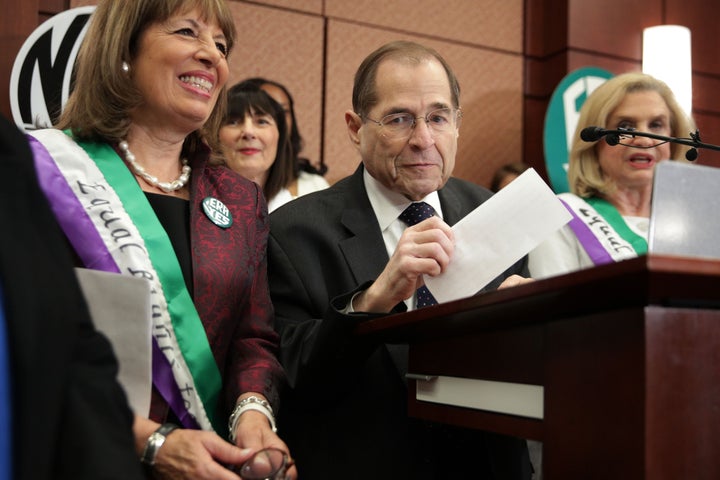 Reps. Jackie Speier (D-Calif.), Jerry Nadler (D-N.Y.) and Carolyn Maloney (D-N.Y.) are seen at an ERA press conference.