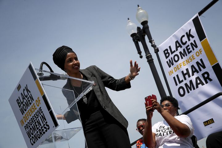 At an event outside the U.S. Capitol Tuesday, Rep. Ilhan Omar vowed to continue fighting xenophobia and Islamaphobia. “If I survived militia I certainly can survive these people.”