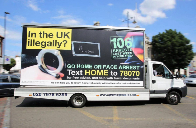 The Home Office's notorious "Go Home" vans pictured in 2013.