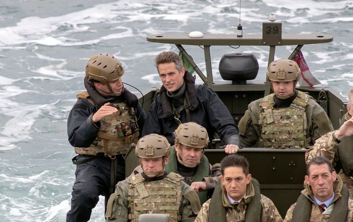 Williamson in position as Royal Marines prepare to raid a ship during an exercise last year.