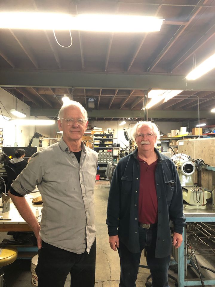 George Chittenden (left) and Tom Adams (right) in the West Berkeley space where their business is located.