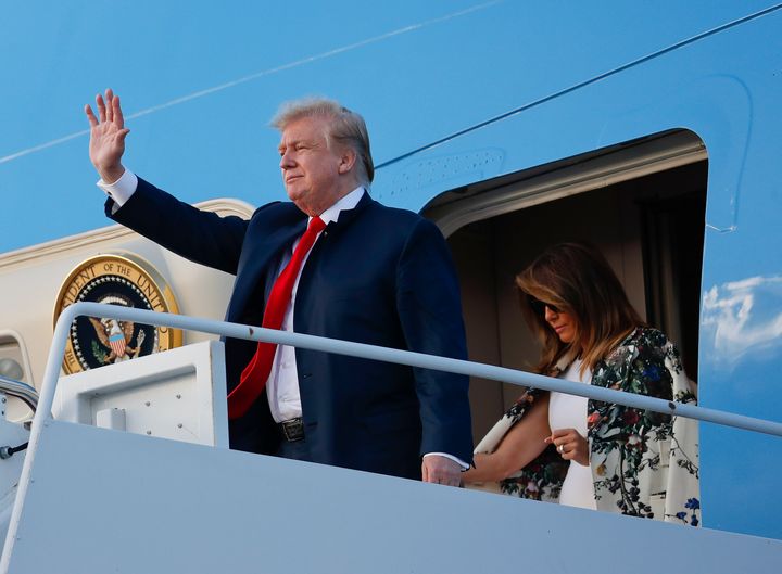 President Donald Trump and first lady Melania Trump arrive April 18 in West Palm Beach, Florida, on Air Force One to spend the Easter weekend at Mar-a-Lago. Just four of Trump’s trips to Mar-a-Lago cost taxpayers $13 million.