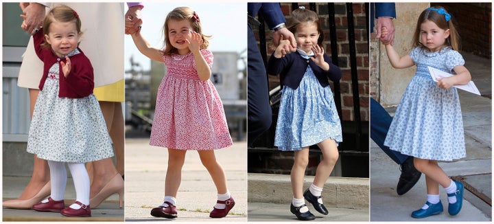 Princess Charlotte, pictured in 2016, 2017 and twice in 2018.