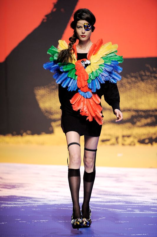 A model walks the runway during the Jean Charles De Castelbajac spring/summer 2010 show on Oct. 6, 2009 in Paris.