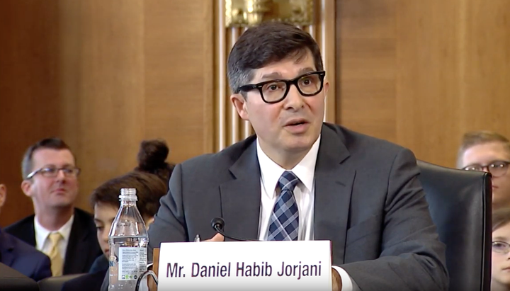 Daniel Jorjani, the nominee to serve as the Interior Department’s top lawyer, appears before the Senate Energy and Natural Resources Committee on May 2.