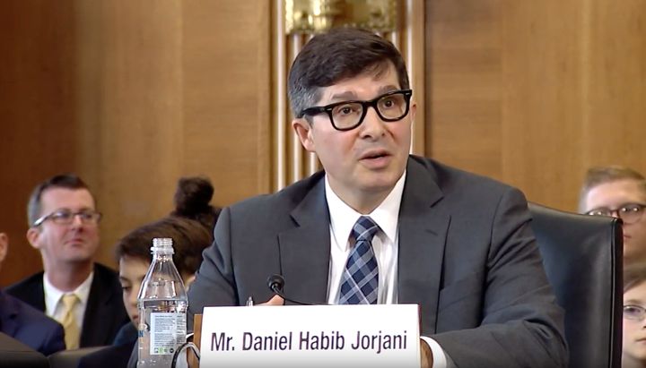 Daniel Jorjani, the nominee to serve as the Interior Department's top lawyer, appears before the Senate Energy and Natural Resources Committee on May 2, 2019.
