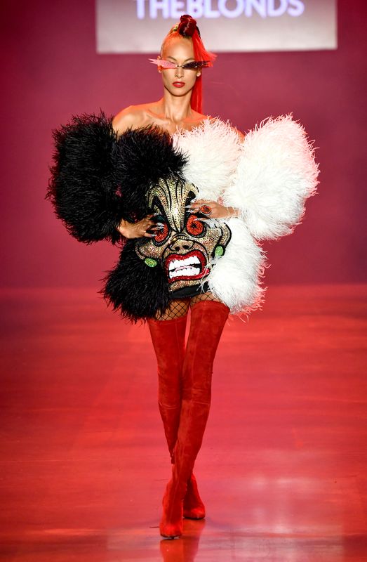 A model walks the runway at the Disney Villains x The Blonds show during New York Fashion Week on Sept. 7, 2018.