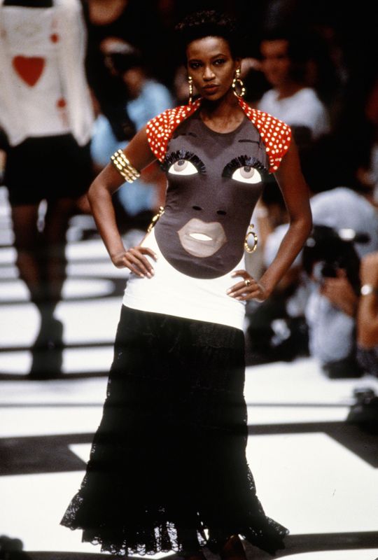 A model on the runway at the Moschino spring 1989 fashion show in Paris.&nbsp;