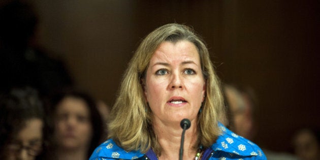 Kelly Clements, Deputy High Commissioner for refugees at the United Nations (UN), testifies at a Senate Appropriations subcommittee hearing in Washington, D.C., U.S., on Tuesday, April 12, 2016. The hearing looked at the impact of violent extremism and the role of foreign aid. Photographer: Pete Marovich/Bloomberg via Getty Images