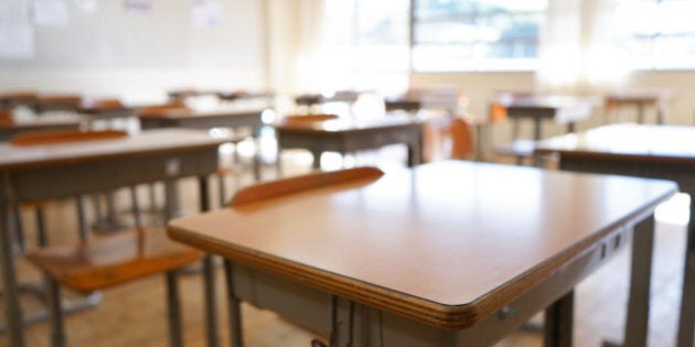 School classroom with blackboard