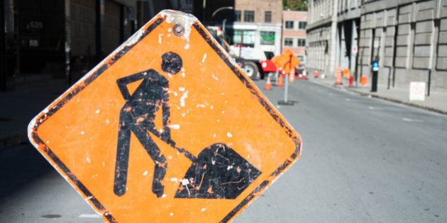 Construction sign in Montreal