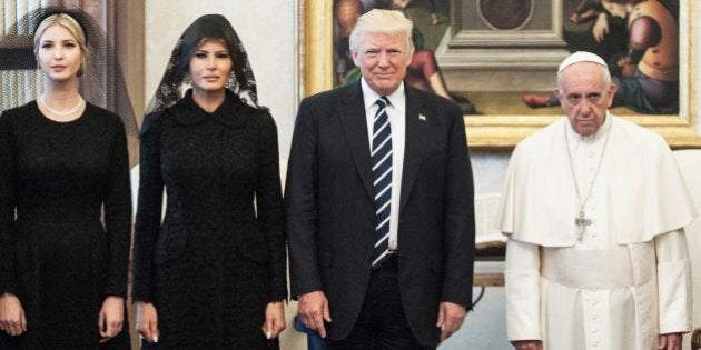 VATICAN CITY, VATICAN - MAY 24: President of United States of America Donald Trump and Wife Melania Trump meet Pope Francis, on May 22, 2017 in Vatican City, Vatican. (Photo by (Photo by Vatican Pool - Corbis/Corbis via Getty Images)