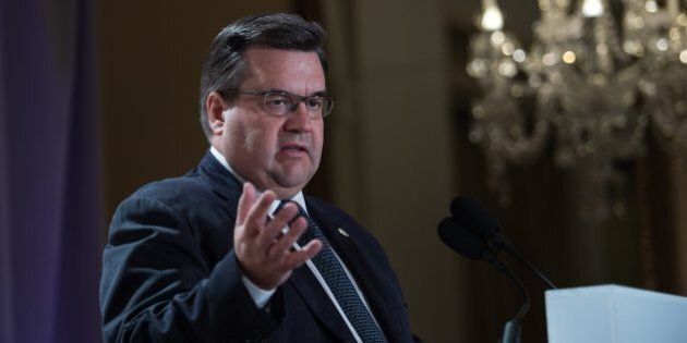 Montreal mayor Denis Coderre speaks at the C40 and Compact of Mayors briefing during the Climate Action 2016 conference in Washington, DC, on May 5, 2016. / AFP / NICHOLAS KAMM (Photo credit should read NICHOLAS KAMM/AFP/Getty Images)