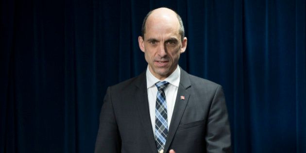 Canadian Minister of Public Safety and Emergency Preparedness Steven Blaney speaks in Washington, Monday, March 16, 2015, during a ceremony to sign a preclearance agreement as part of the Beyond the Border Initiative. According to the Homeland Security Department, the agreement will allow