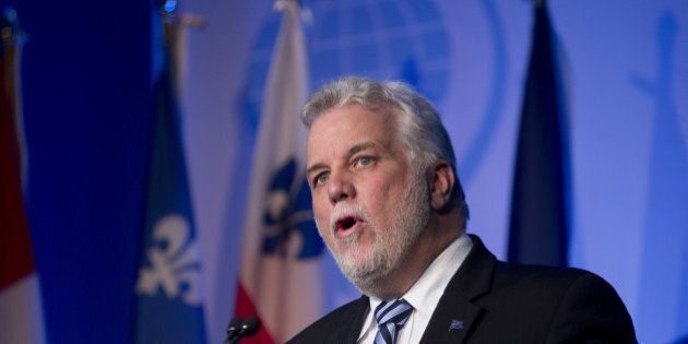 Philippe Couillard, premier of Quebec, speaks during the International Economic Forum of the Americas in Montreal, Quebec, Canada, on Monday, June 13, 2016. The conference promotes free discussion on major current economic issues and facilitates meetings between world leaders to encourage international discourse by bringing together Heads of State, the private sector, international organizations and civil society. Photographer: Brent Lewin/Bloomberg via Getty Images