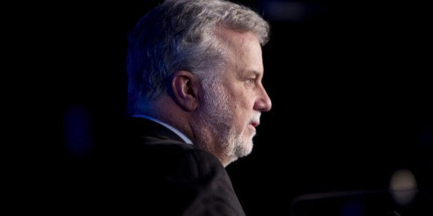 Philippe Couillard, premier of Quebec, pauses while speaking during the International Economic Forum of the Americas in Montreal, Quebec, Canada, on Monday, June 13, 2016. The conference promotes free discussion on major current economic issues and facilitates meetings between world leaders to encourage international discourse by bringing together Heads of State, the private sector, international organizations and civil society. Photographer: Brent Lewin/Bloomberg via Getty Images