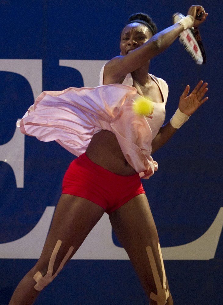 US tennis player Venus Williams returns