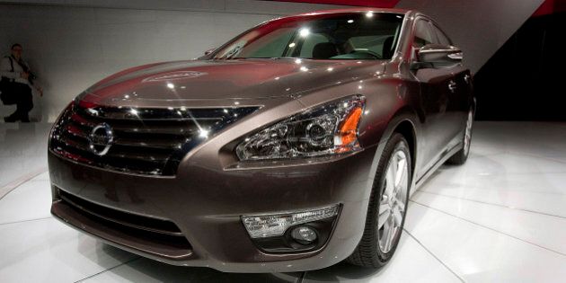 The Nissan Motor Co. Altima vehicle is unveiled during a news conference at the New York International Auto Show in New York, U.S., on Wednesday, April 4, 2012. Nissan Motor Co.'s struggle to move ahead of Honda Motor Co. in the U.S. hangs on the new Altima, designed to boost the sedan's appeal after it passed Accord in 2011 to become the No. 2-selling car. Photographer: Scott Eells/Bloomberg via Getty Images