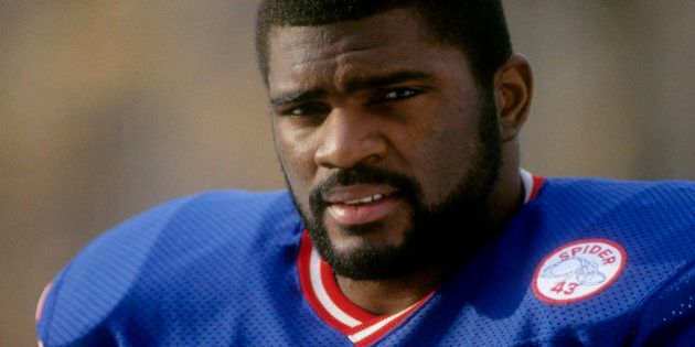 EAST RUTHERFORD, NJ - CIRCA 1986: Linebacker Lawrence Taylor #56 of the New York Giants in this portrait circa 1986 at Giant Stadium in East Rutherford, New Jersey. Taylor played for the Giants from 1981-93. (Photo by Focus on Sport/Getty Images)
