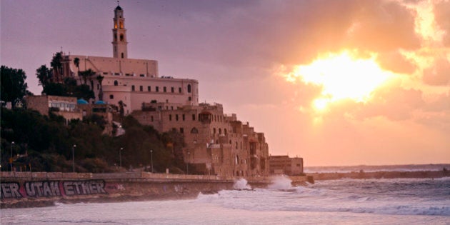 sunset over the old port of Jaffa