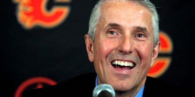 New Calgary Flames head coach Bob Hartley speaks to the media during an NHL hockey news conference in Calgary, Alberta, Thursday, May 31, 2012. (AP Photo/The Canadian Press, Jeff McIntosh)