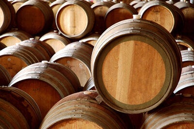 31522658 - winery barrels in wine cellar