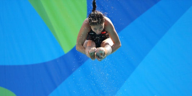 2016 Rio Olympics - Diving - Olympic Park - Rio de Janeiro, Brazil - 05/08/2016. Diver from China practices....