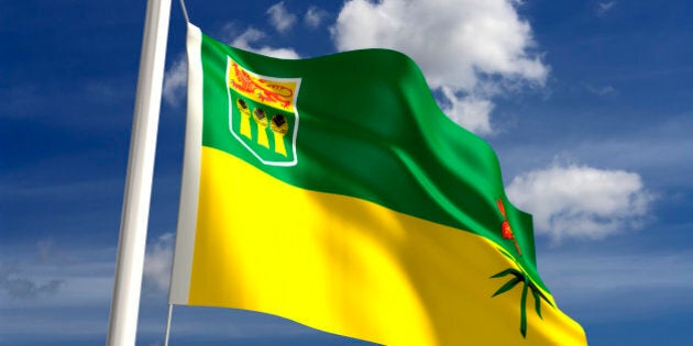 Saskatchewan flag Canada (isolated with clipping path)